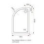 900x760mm Stone Resin Left Hand Offset Quadrant Shower Tray - Pearl