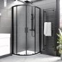 900x760mm Left Hand Offset Quadrant Shower Tray - White Acrylic Stone Resin - Pearl