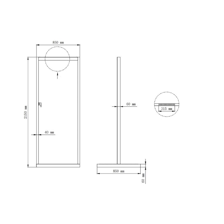 Black Outdoor Shower with Wood Effect Base - Zen
