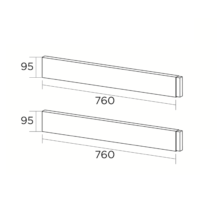 95mm High Riser Kit Pack for 760mm Width Shower Trays - White