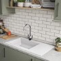 ONLY OPENED - Single Bowl White Composite Kitchen Sink with Reversible Drainer - Essence Amelia