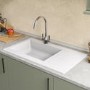 ALMOST PERFECT - Single Bowl White Composite Kitchen Sink with Reversible Drainer - Essence Amelia