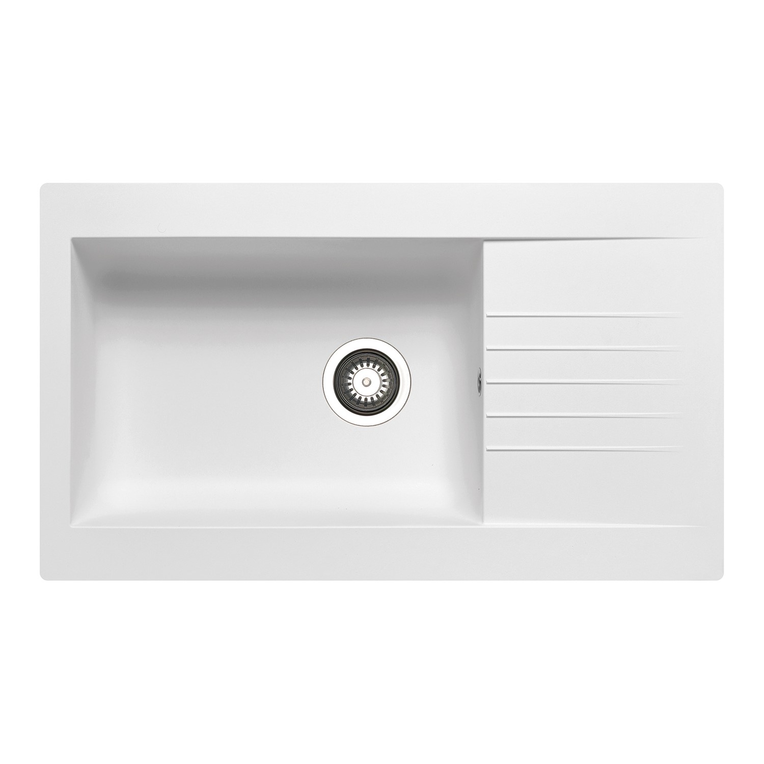 Single Bowl Inset White Composite Kitchen Sink with Reversible Drainer - Essence Amelia Single Bowl Inset White Composite Kitchen Sink with Reversible Drainer - Essence Amelia