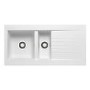 1.5 Bowl Inset White Composite Kitchen Sink with Reversible Drainer - Essence Amelia