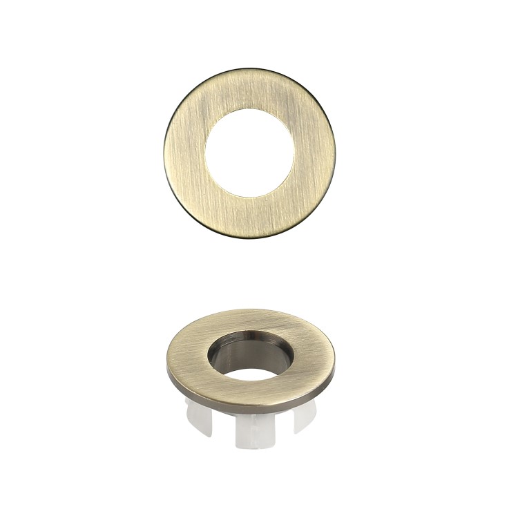 ONLY OPENED - Brushed Brass Round Basin Overflow Cover - Ashford