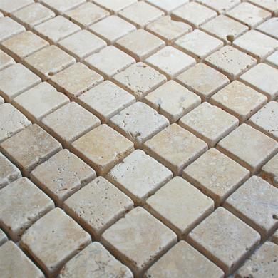 White Travertine Tumbled Wall/Floor Mosaic Tile