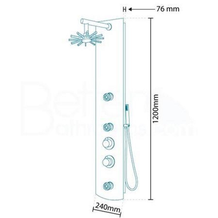 Thermostatic Shower Tower Panel - Crystal Range