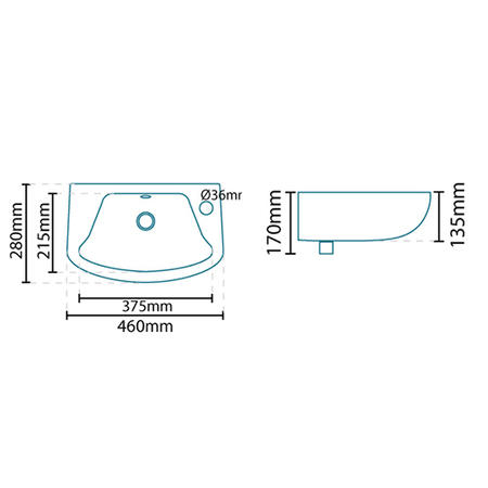 Cosmo 460mm Wallhung Cloakroom Basin