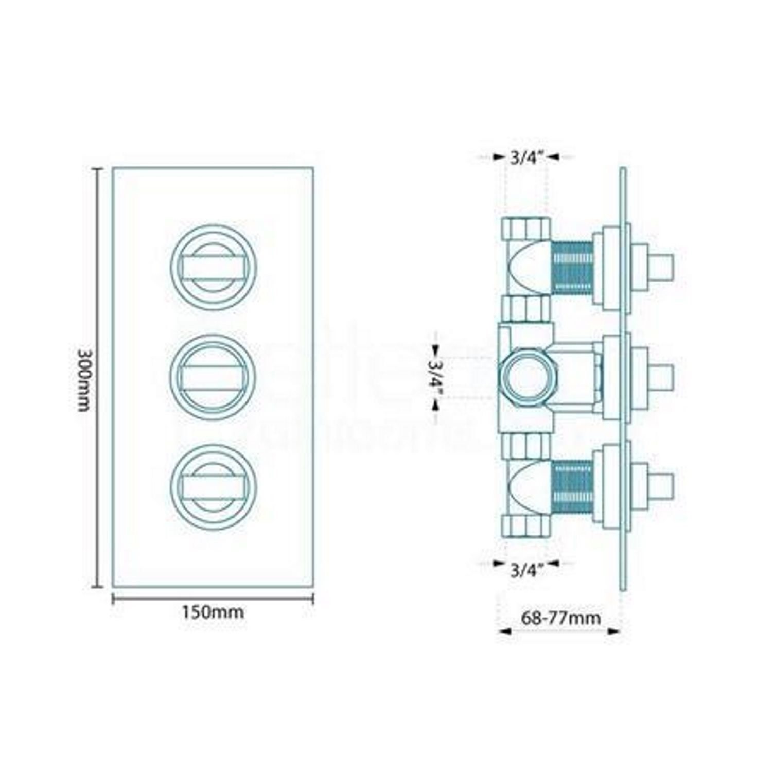 Concealed Triple Control Thermostatic Shower Valve Geo Range BeBa