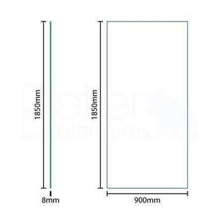 Walk-In Glass Shower Screen 1850 x 900mm - 8mm Glass