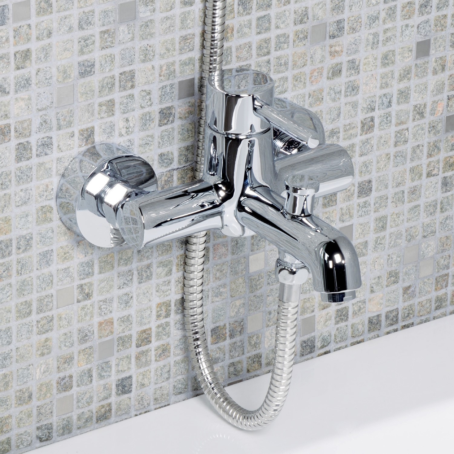 Wall Mounted Bath Shower Mixer Tap Single Lever Curved ...