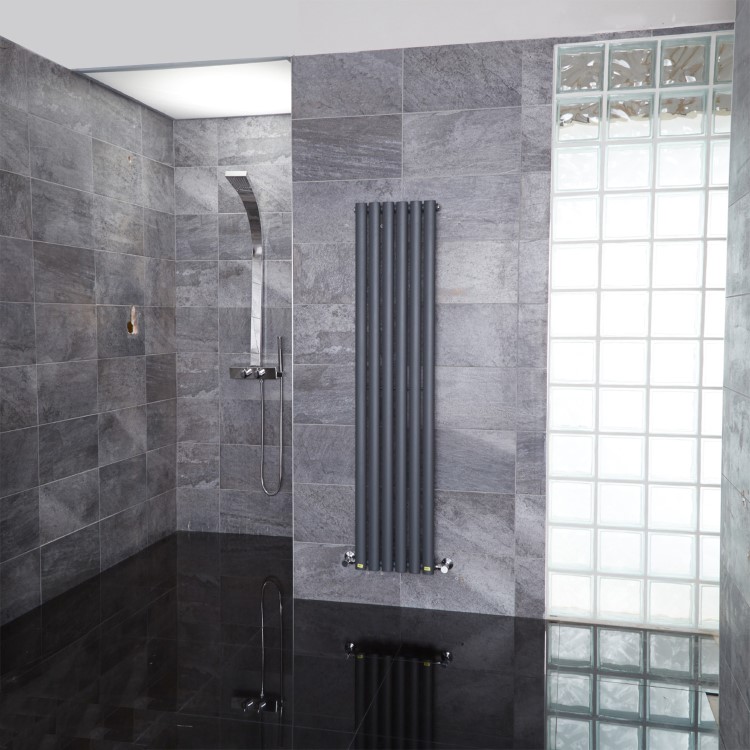 Nevada Beta Heat 1600 x 360mm Single Oval Panel Anthracite Vertical Radiator