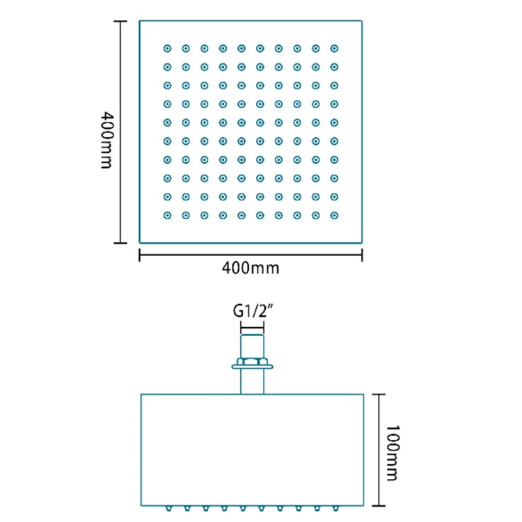 Quartino Square 400mm Ceiling Shower Head