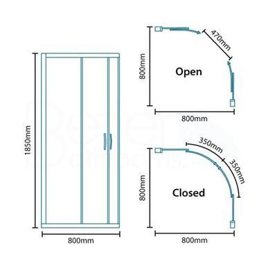 Sliding Door Quadrant Enclosure 800 x 800mm - 6mm Glass - Aquafloe Range