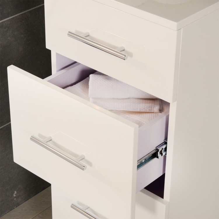 Windsor 350mm Floor Standing Storage Unit - White 3 Drawer Unit