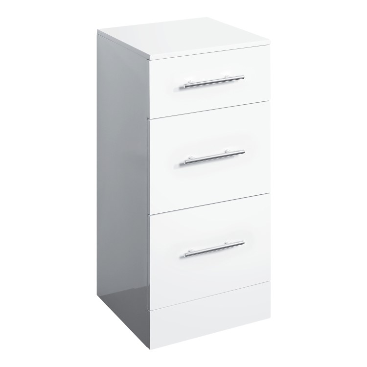 Windsor 350mm Floor Standing Storage Unit - White 3 Drawer Unit