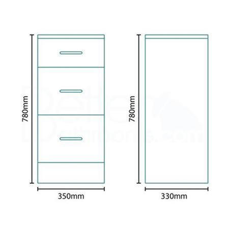 Windsor 350mm Floor Standing Storage Unit - White 3 Drawer Unit
