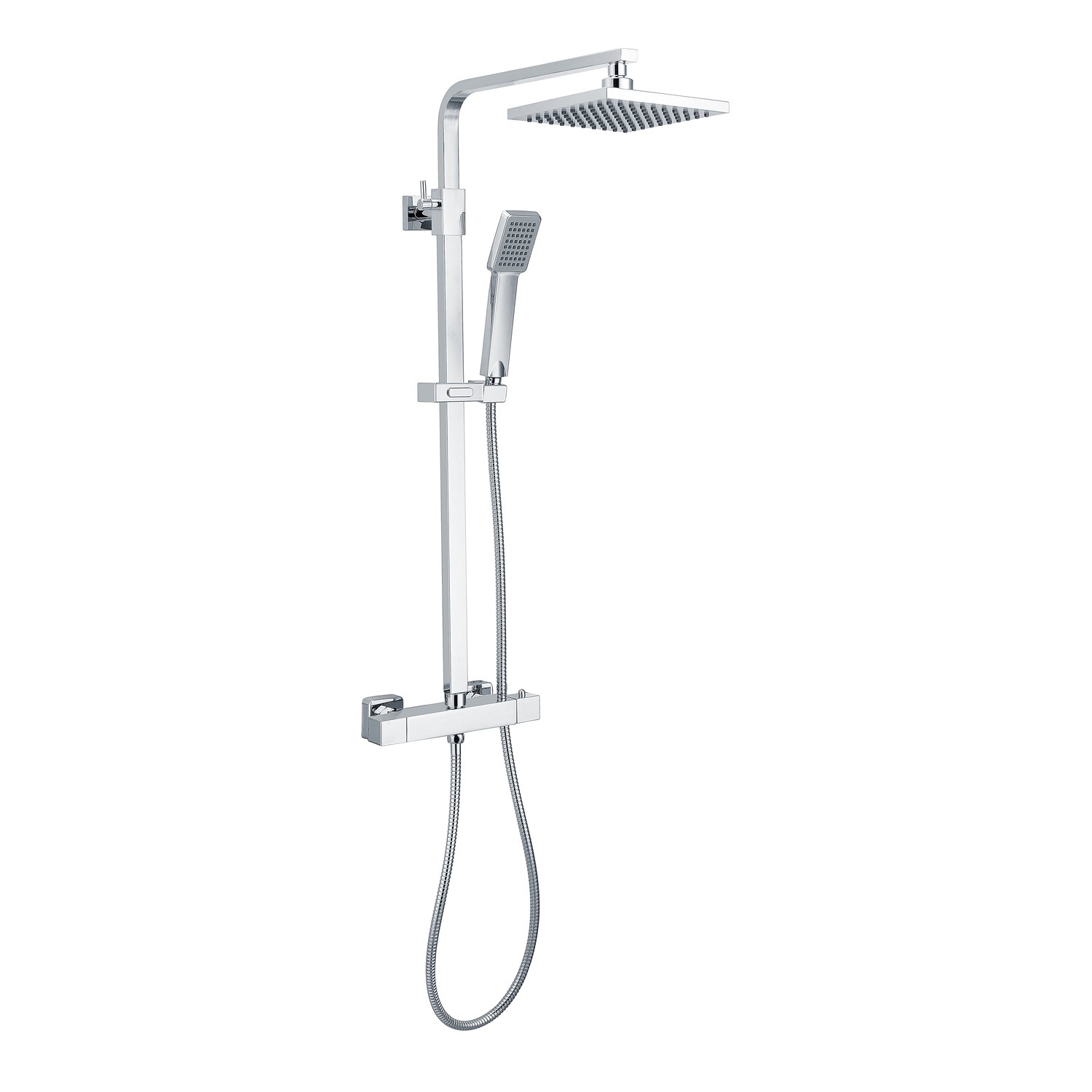 Thermostatic Mixer Bar Shower with Square Overhead & Handset - Vira