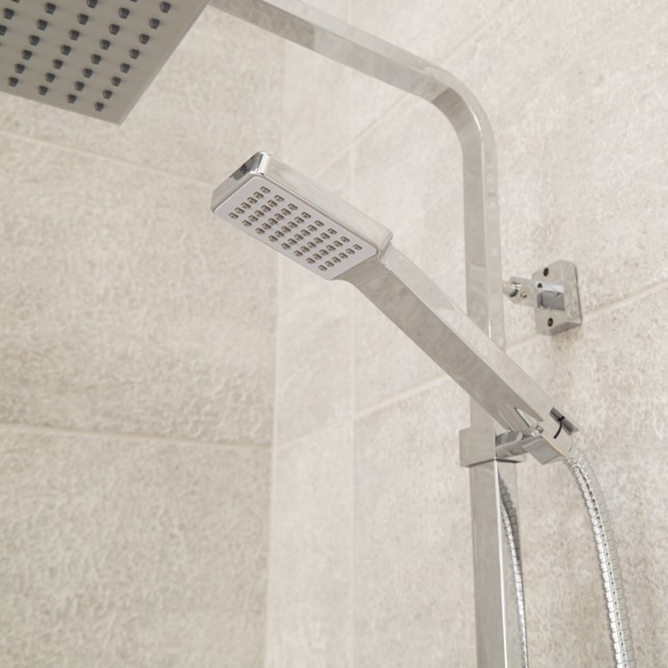 Thermostatic Mixer Bar Shower with Square Overhead & Handset - Vira