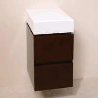 350mm Wall Hung Storage Unit - Walnut 2 Drawer Cabinet - Madrid Range