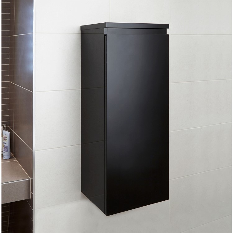 380mm Wall Hung Single Door Storage Unit Black - Barcelona
