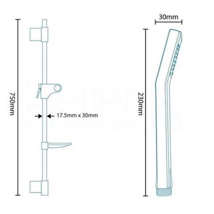 Quadro Square Slide Shower Rail Kit