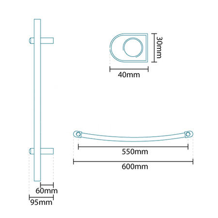 Beta Heat 760 x 600mm Curved Chrome Heated Towel Rail