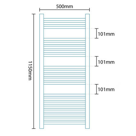 Beta Heat 1150 x 500mm Straight White Heated Towel Rail