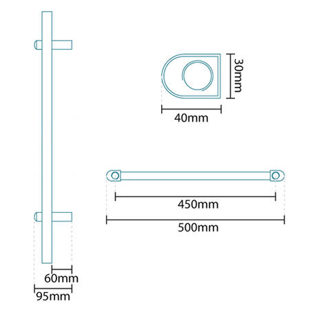 Beta Heat 1150 x 500mm Straight White Heated Towel Rail