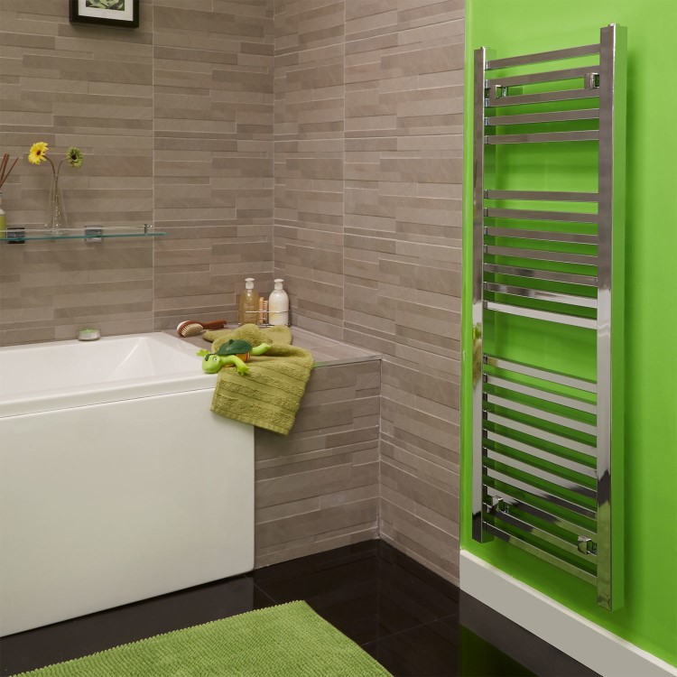 1200 x 450mm Square Chrome Heated Towel Rail - Beta Heat Range