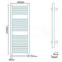 1200 x 450mm Square Chrome Heated Towel Rail - Beta Heat Range
