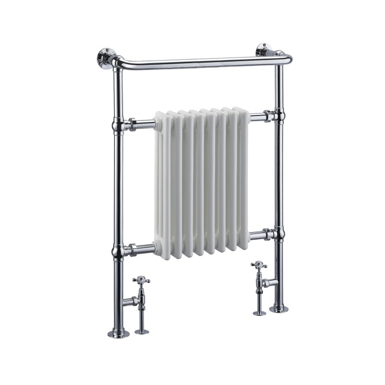 White Chrome Traditional Wall Hung Towel Radiator - 963 x 673 x 230mm