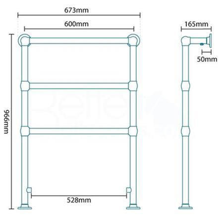 Chelsea Traditional Bathroom Towel Rail Radiator - 966 x 673mm