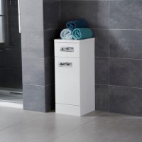 300mm Floor Standing Storage Unit - White 2 Drawer - Cuba Range
