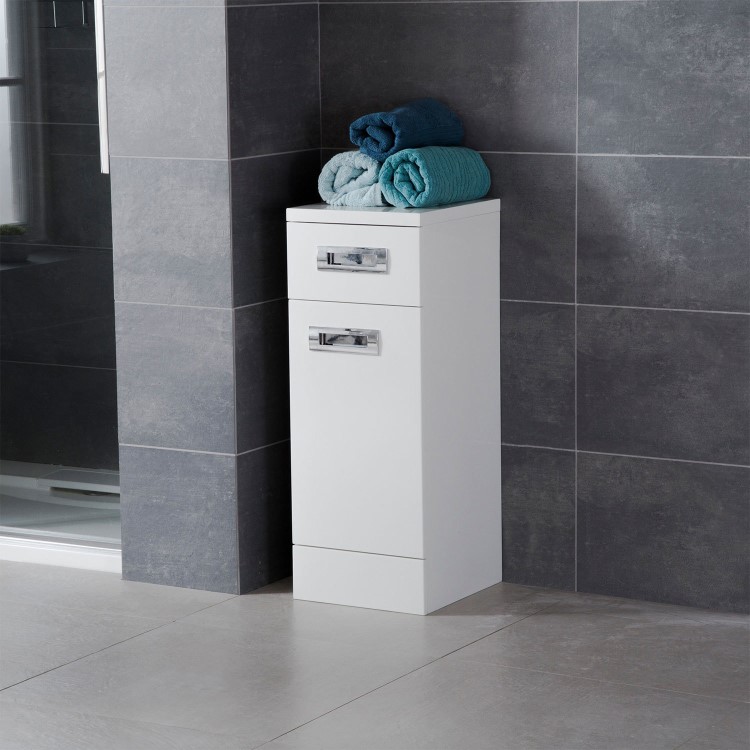 300mm Floor Standing Storage Unit - White 2 Drawer - Cuba Range