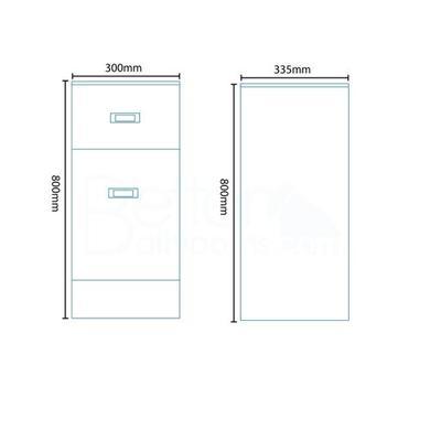 300mm Floor Standing Storage Unit - White 2 Drawer - Cuba Range
