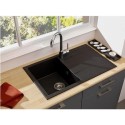 Bredon1BL Rocklite Bredon Single Bowl Inset Black Composite Kitchen Sink with Reversible Drainer