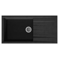 RockLite Bredon Single Bowl Inset Black Composite Kitchen Sink with Reversible Drainer