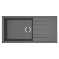 RockLite Bredon Single Bowl Inset Grey Composite Kitchen Sink with Reversible Drainer