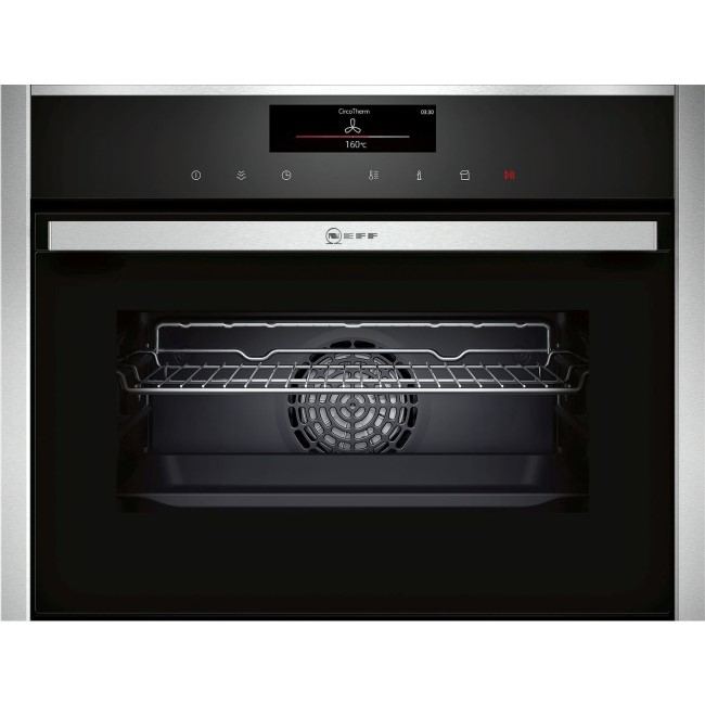 Neff C18FT56H0B N90 Compact Height Multifunction Single Oven With FullSteam & Home-connect - Black W