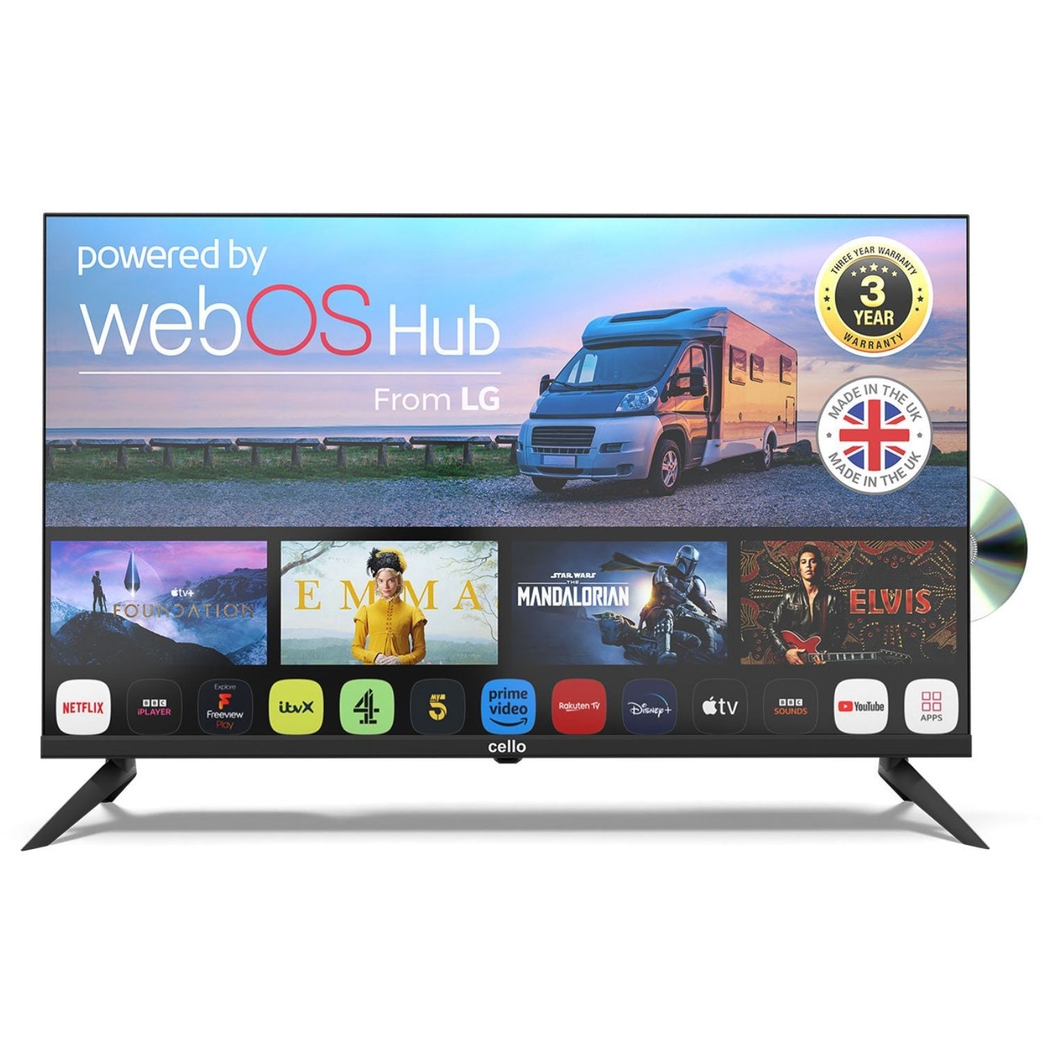 32 inch 12 Volt DVD Traveller Smart Frameless TV Ultrafast WebOS