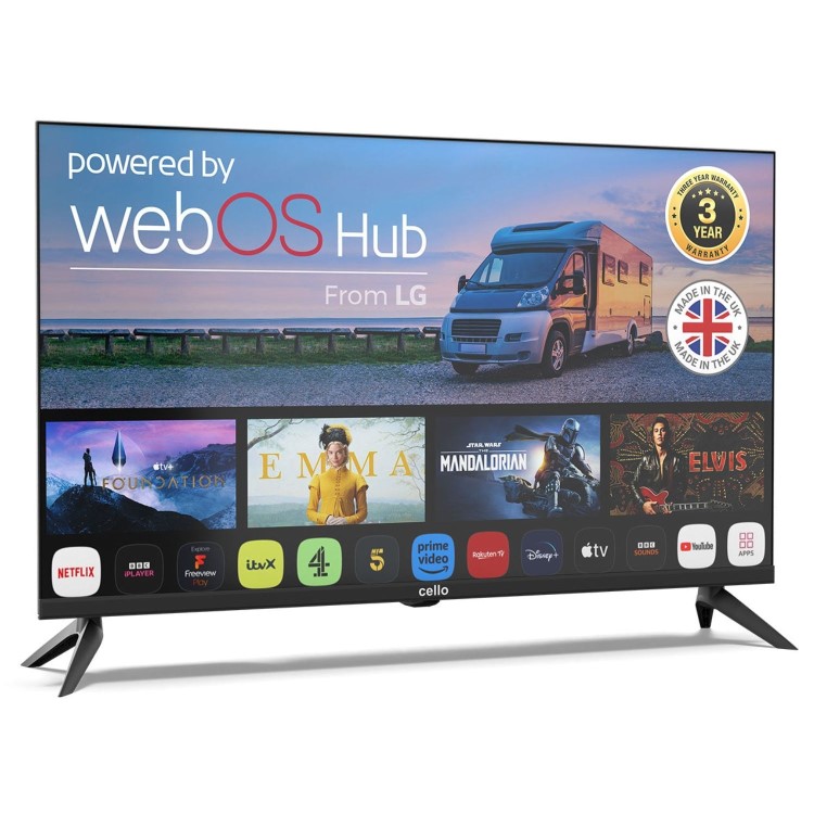 Cello 32 inch 12 Volt  DVD Traveller Smart Frameless TV Ultrafast WebOS