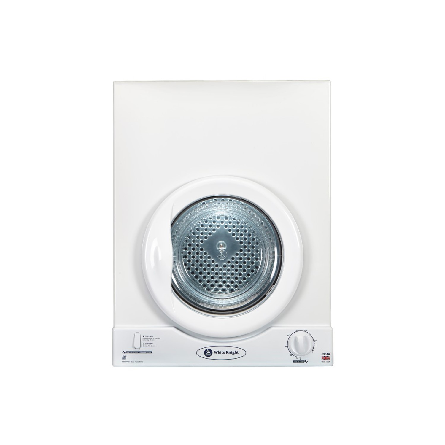 White Knight C36AW 3kg WallMounted Inverted Freestanding Tumble Dryer