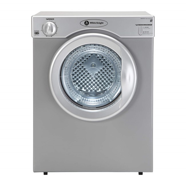 GRADE A1 - White Knight C37AS 3kg Freestanding Vented Tumble Dryer Silver