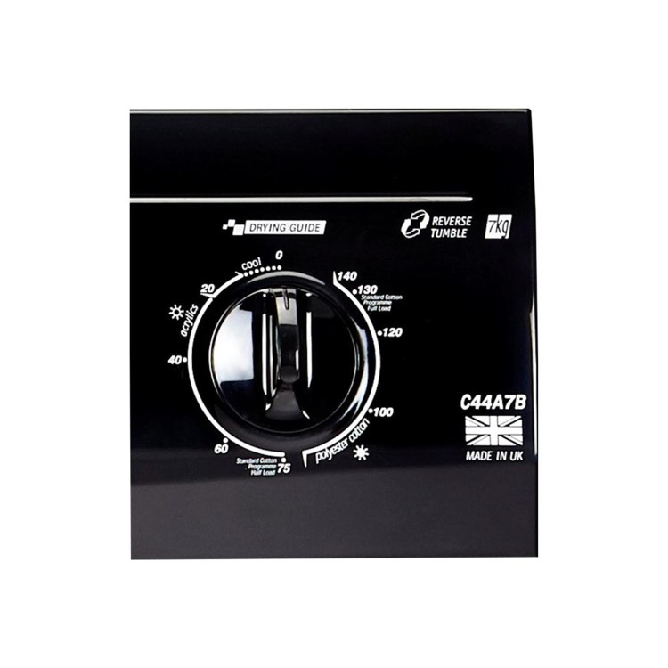 GRADE A1 - White Knight C44A7B 7kg Reverse-Action Freestanding Vented Tumble Dryer - Black