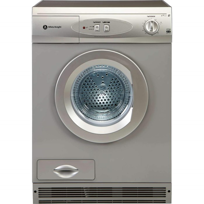 White Knight C77AS 7kg Condenser Tumble Dryer Silver Appliances Direct