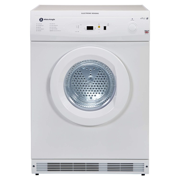 GRADE A1 - White Knight C86A7W 7kg Electronic Sensing Freestanding Vented Tumble Dryer White