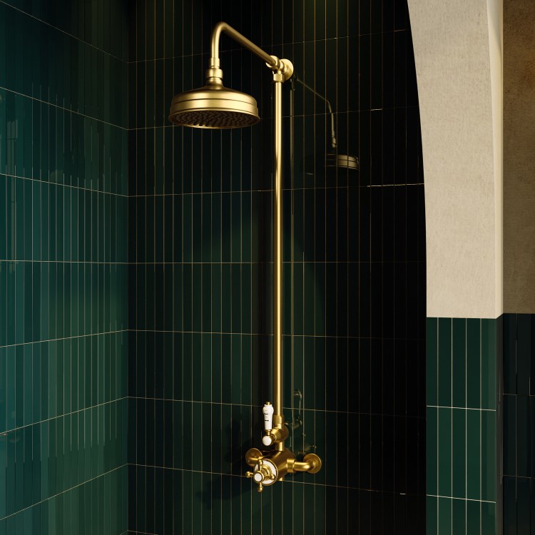 Brushed Brass Traditional Thermostatic Mixer Shower Set - Camden