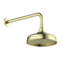 Brushed Brass Traditional Wall Mounted 250mm Shower Head - Cambridge