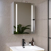 Single Door Chrome Mirrored Bathroom Cabinet with Battery Operated Lights 500 x 700mm - Capricorn Single Door Chrome Mirrored Bathroom Cabinet with Battery Operated Lights 500 x 700mm - Capricorn